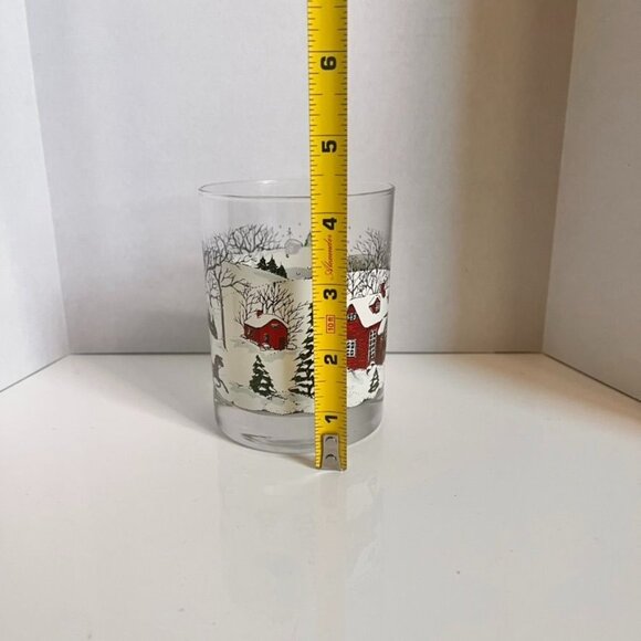 Vintage Libbey Winter Village Double Old Fashioned Glasses Set Of 2 Christmas - Picture 4 of 4